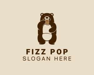 Brown Grizzly Bear  logo design