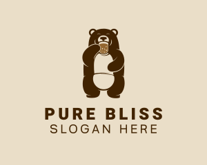 Brown Grizzly Bear  logo design