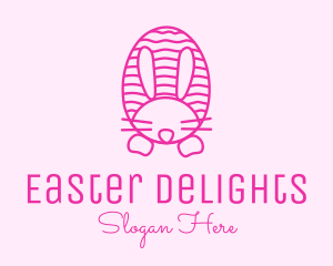 Pink  Easter Bunny logo design