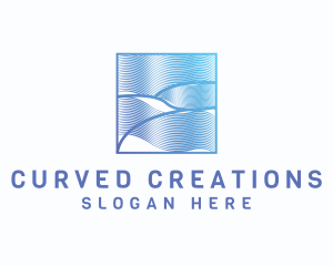 Abstract Wave Line Frame logo design