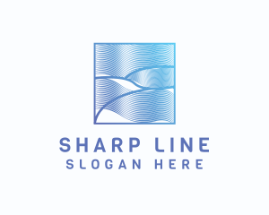 Abstract Wave Line Frame logo design