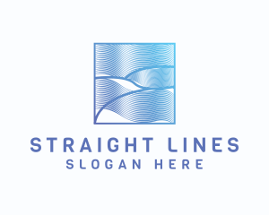 Abstract Wave Line Frame logo design