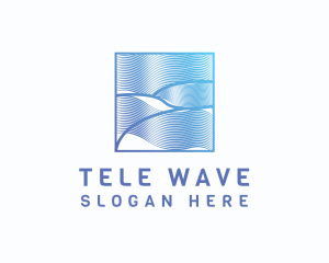 Abstract Wave Line Frame logo design