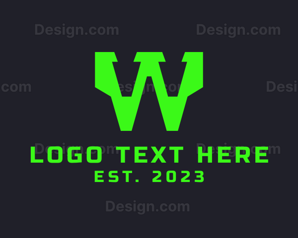 Neon Tech Letter W Logo