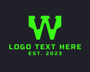 Neon Tech Letter W logo