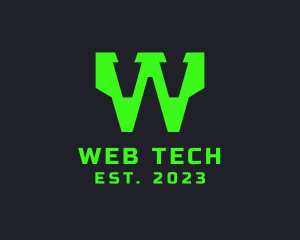 Neon Tech Letter W logo design