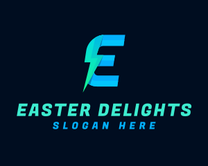 Electric Lightning Letter E logo design