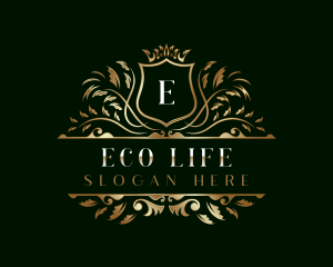 Luxury Leaf Shield logo design