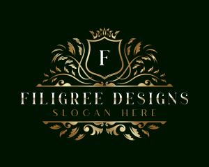 Luxury Leaf Shield logo design