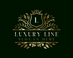 Luxury Leaf Shield logo design