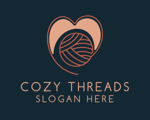 Knitting Yarn Heart  logo design