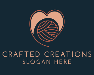 Knitting Yarn Heart  logo design