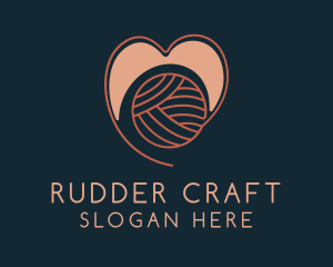 Knitting Yarn Heart  logo design