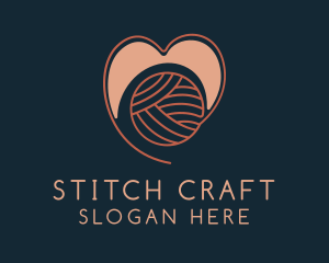 Knitting Yarn Heart  logo design