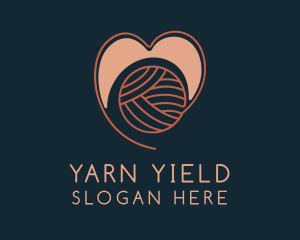 Knitting Yarn Heart  logo design