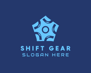 Blue Gear Pentagon logo design