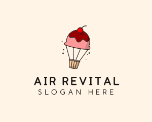 Cupcake Hot Air Balloon  logo design