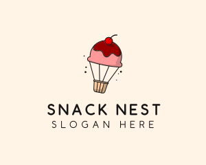 Cupcake Hot Air Balloon  logo design