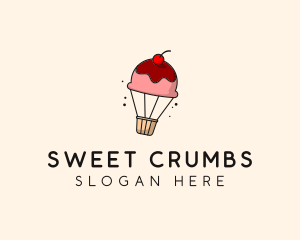 Cupcake Hot Air Balloon  logo design