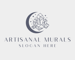 Moon Crystal Gemstone logo design