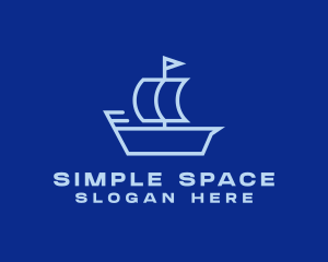 Minimalist Blue Sailboat  logo design