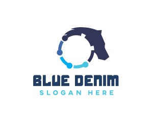 Blue Tech Horse logo design