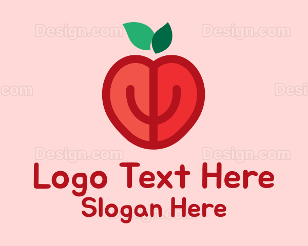 Apple Fruit Heart Logo