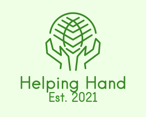 Leaf Globe Hands logo design