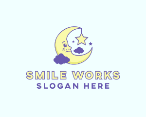 Happy Moon Cartoon logo design