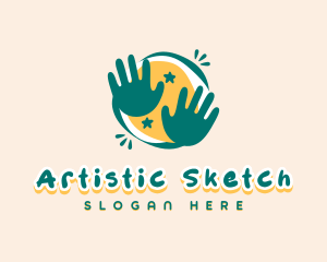 Artistic Children Hands logo design