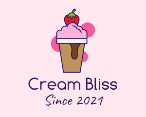 Strawberry Ice Cream logo design