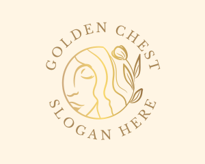 Golden Floral Woman logo design