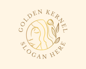 Golden Floral Woman logo design