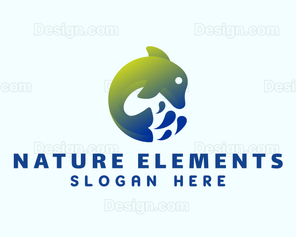 Gradient Dolphin Water Droplet Logo