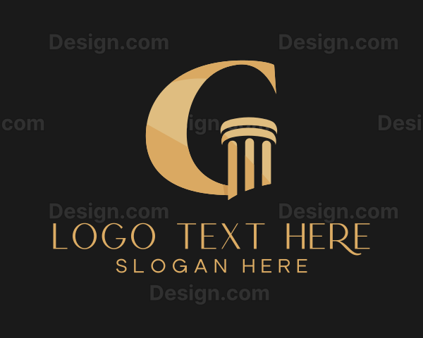 Gold Pillar Column Letter G Logo