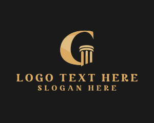 Gold Pillar Column Letter G logo