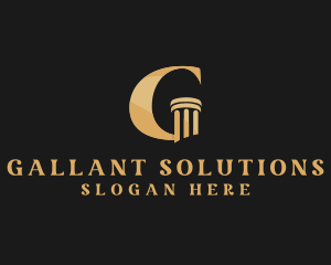 Gold Pillar Column Letter G logo design