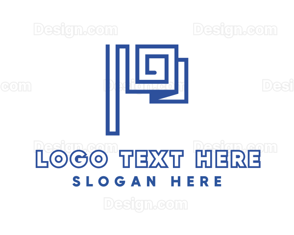 Modern Tech Flag Outline Logo