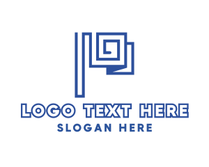 Social Media - Modern Tech Flag Outline logo design