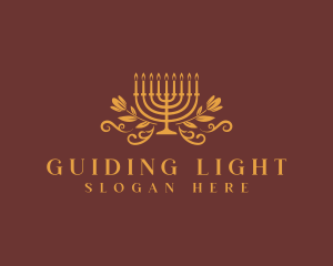 Hannukah Flower Candle logo design