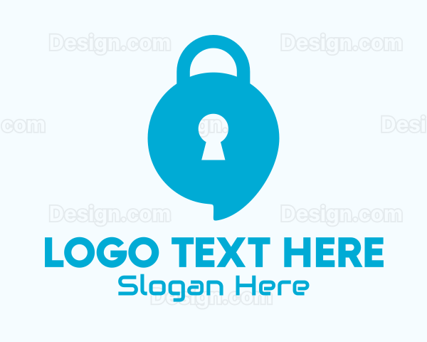 Blue Security Lock Chat Logo