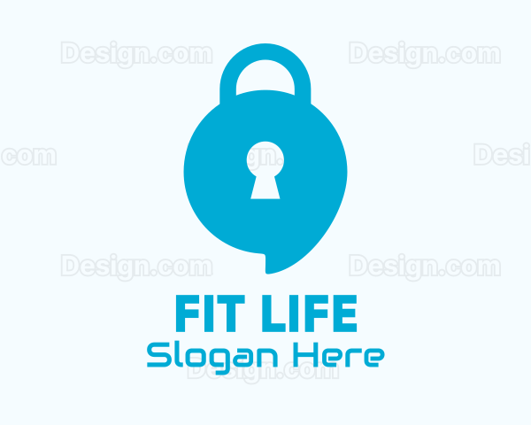 Blue Security Lock Chat Logo