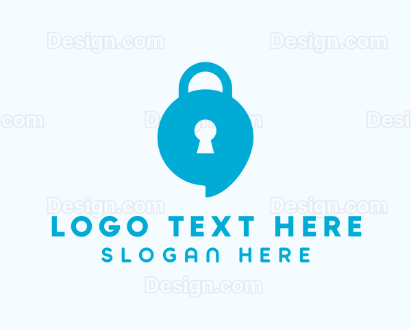 Blue Security Lock Chat Logo