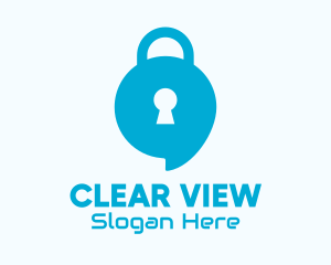Blue Security Lock Chat Logo