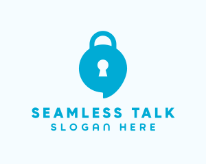 Blue Security Lock Chat logo design