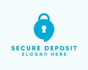 Blue Security Lock Chat logo design