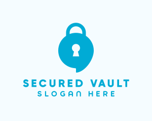 Blue Security Lock Chat logo design