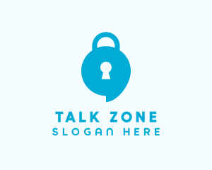 Blue Security Lock Chat logo design