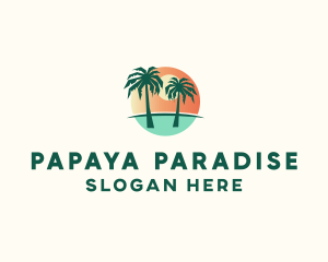 Sunset Palm Tree Paradise logo design