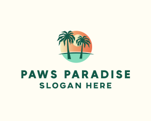 Sunset Palm Tree Paradise logo design